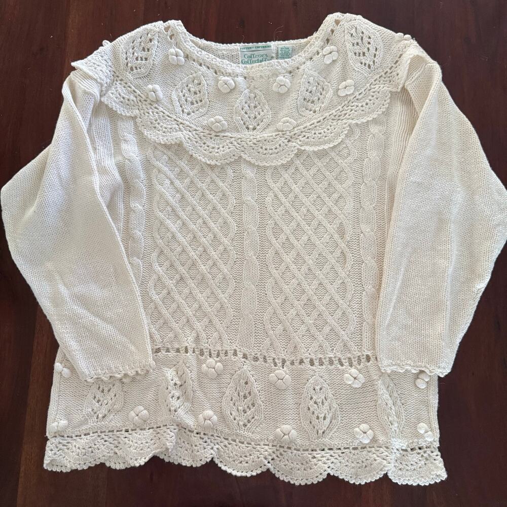 VTG Collen's Collectibles knit womens sweater grannycore cottagecore sz L